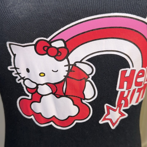 Hello Kitty Sanrio Retro Black Tank Top Juniors size Large slim fit - Picture 6 of 11